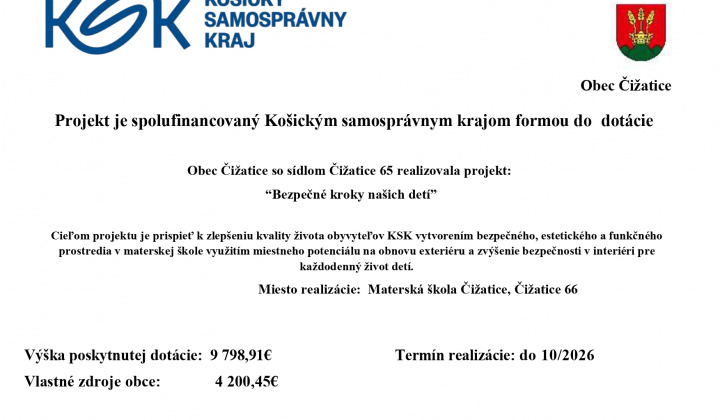Fotka - Dotácia Košického samosprávneho kraja - Výzva DS/2026